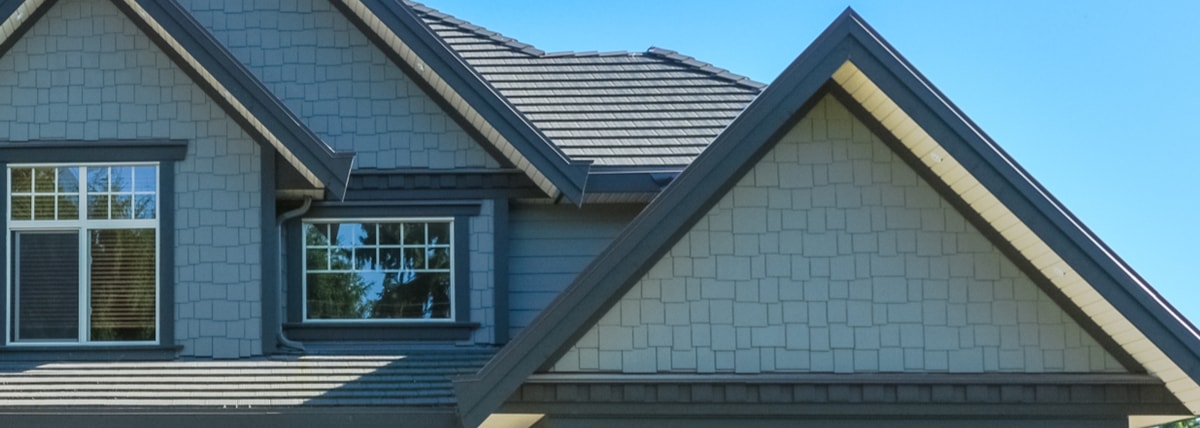 Soffit and fascia visible on the roof of a house.